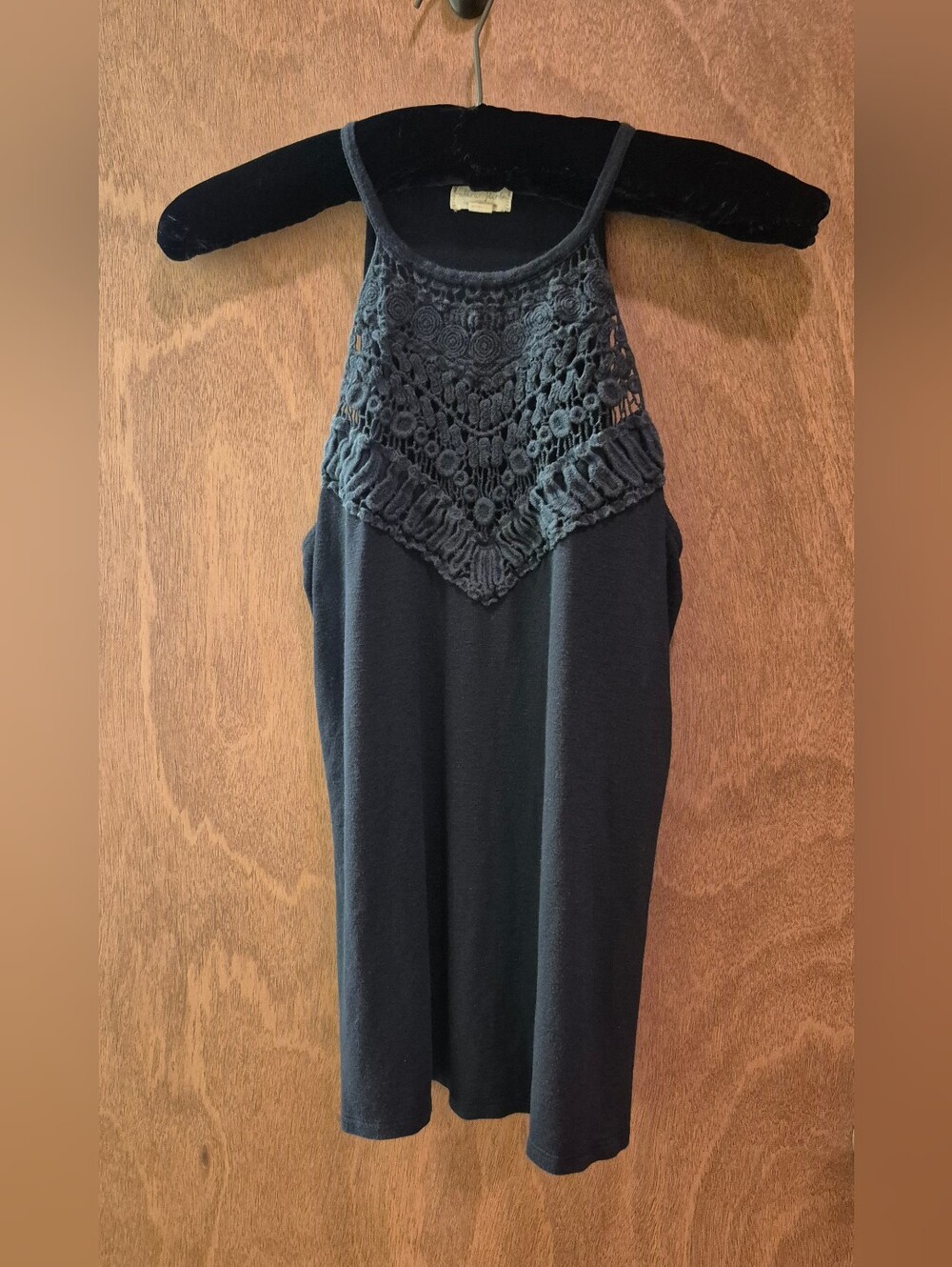 Black Crochet Yoke Tank Top